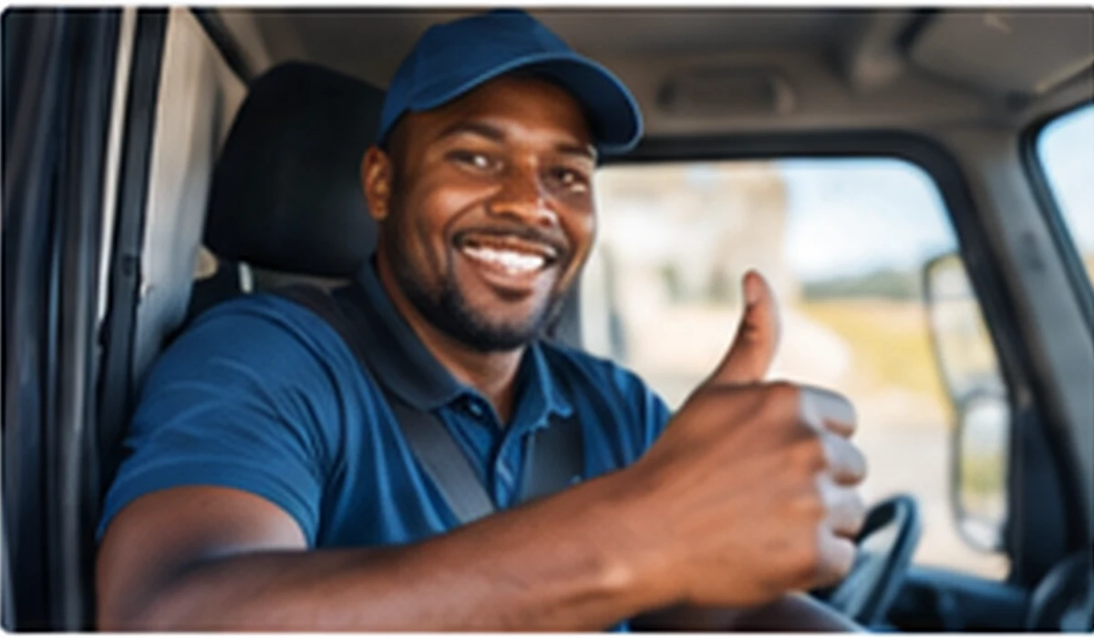 Illustrative professional delivery driver
